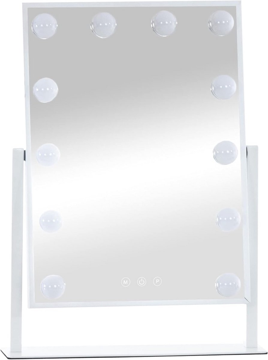 Make-upspiegel met Dimbare LEDverlichting en 3 Lichtmodi voor Badkamer en Kleedkamer