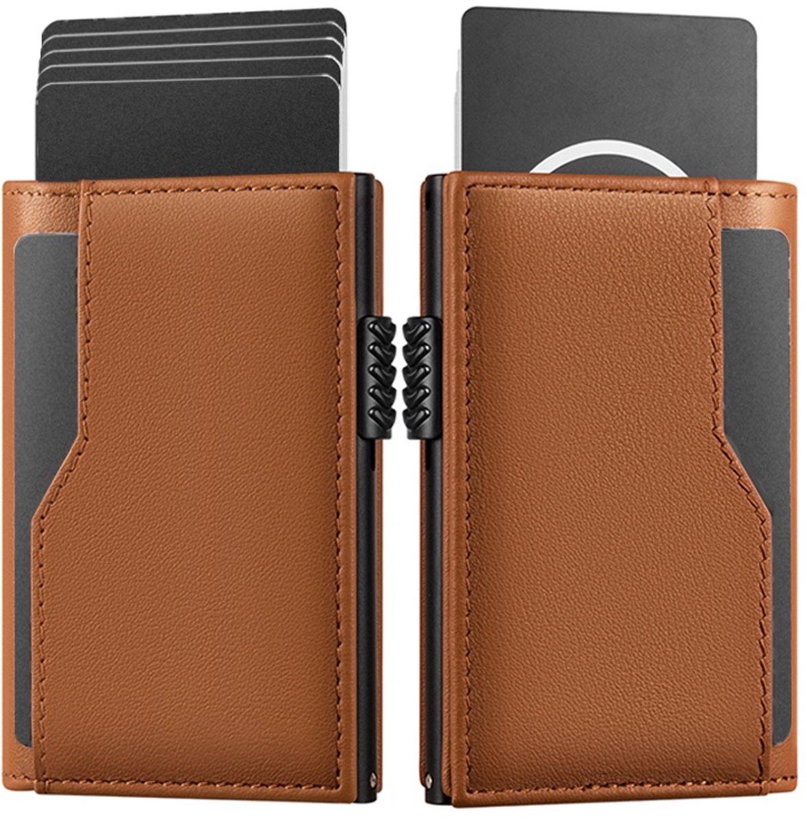 VEXON Linea - Wallet Pro - Premium Wallet Classic - Creditcardholder - Pasjeshouder Donkerbruin - Kaarthouder - 10 Pasjes, Briefgeld en Muntgeld - RFID Creditcardhouder - Mannen en Vrouwen Portemonnee - Uitschuifbaar - Bruin