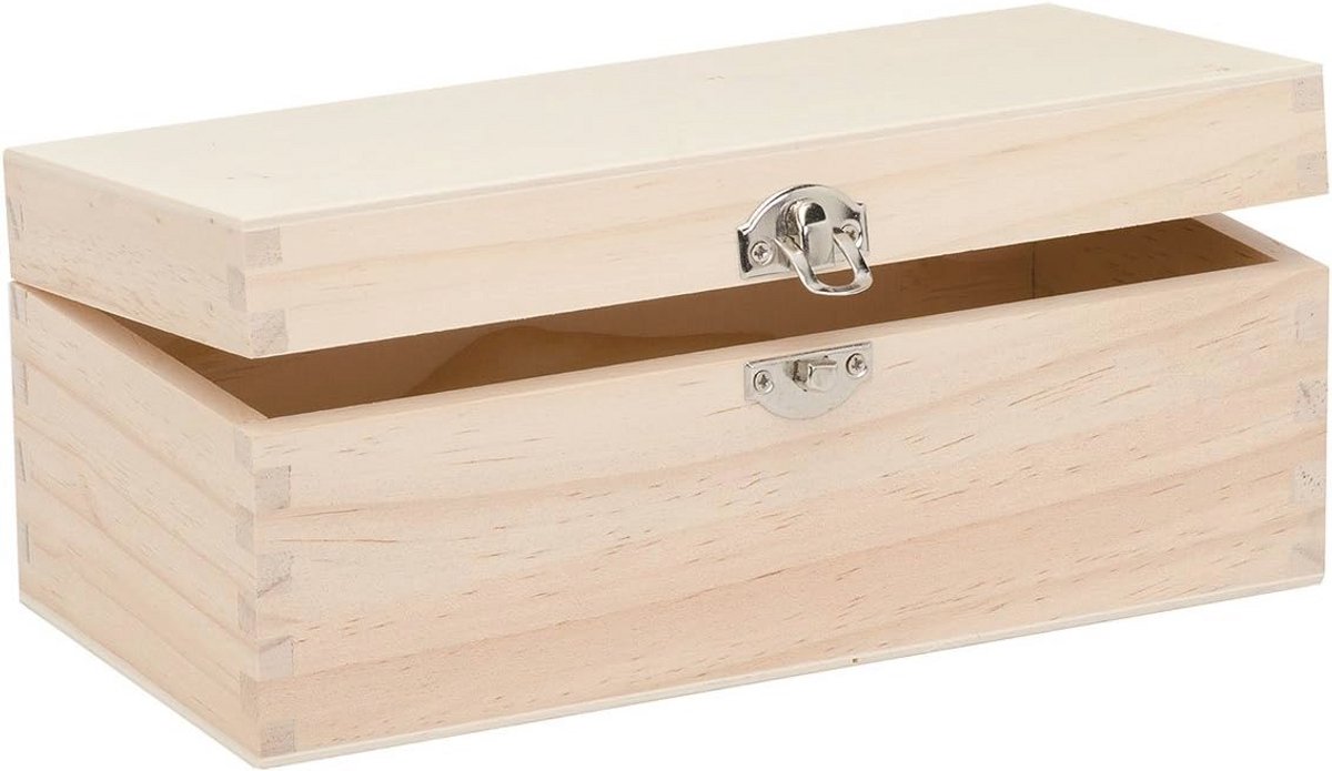 Houten doosje rechthoekig 23x11x9 cm voor creatief versieren
