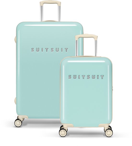 SUITSUIT Kofferset 2 delig - Reiskoffer groot - Handbagage koffer - Koffer set - Veilig TSA cijferslot - Reiskoffer set - Reiskoffer met wielen - Fabulous Fifties kofferset Luminous Mint