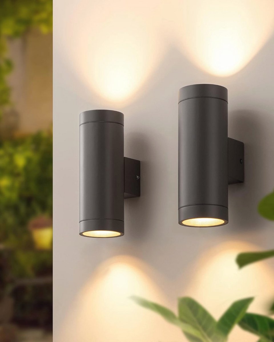 Buiten- en Binnenwandlamp IP44 Waterdicht voor Patio, Garage, Terras en Tuin - Set van 2