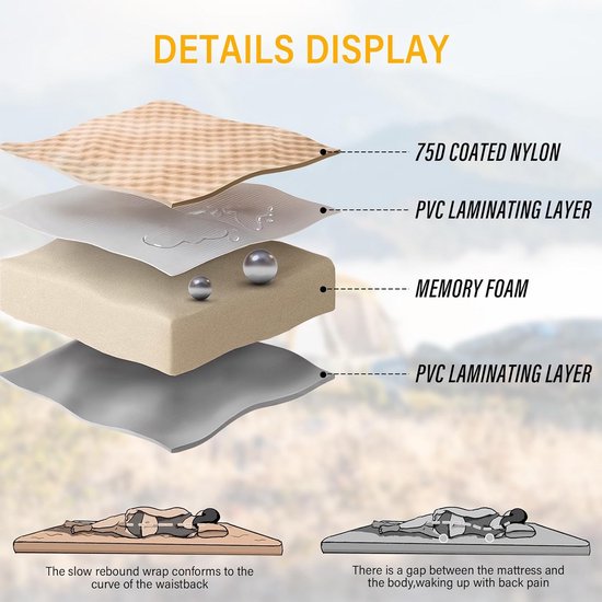 Vino Cove Auto-luchtmatras voor SUV, 183 x 124 x 10 cm, met