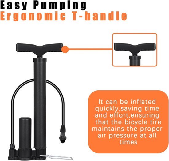 Draagbare fietspomp - mini-staande pomp - 1 stuk - zwart — afbeelding 5