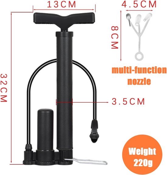 Draagbare fietspomp - mini-staande pomp - 1 stuk - zwart — afbeelding 3
