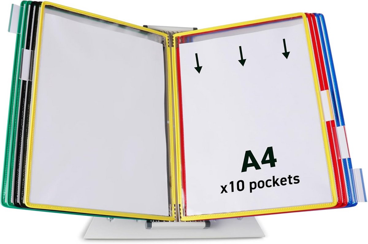 Tafelstandaard voor A4 Documenten met 10 Borden - Kleur Gesorteerd