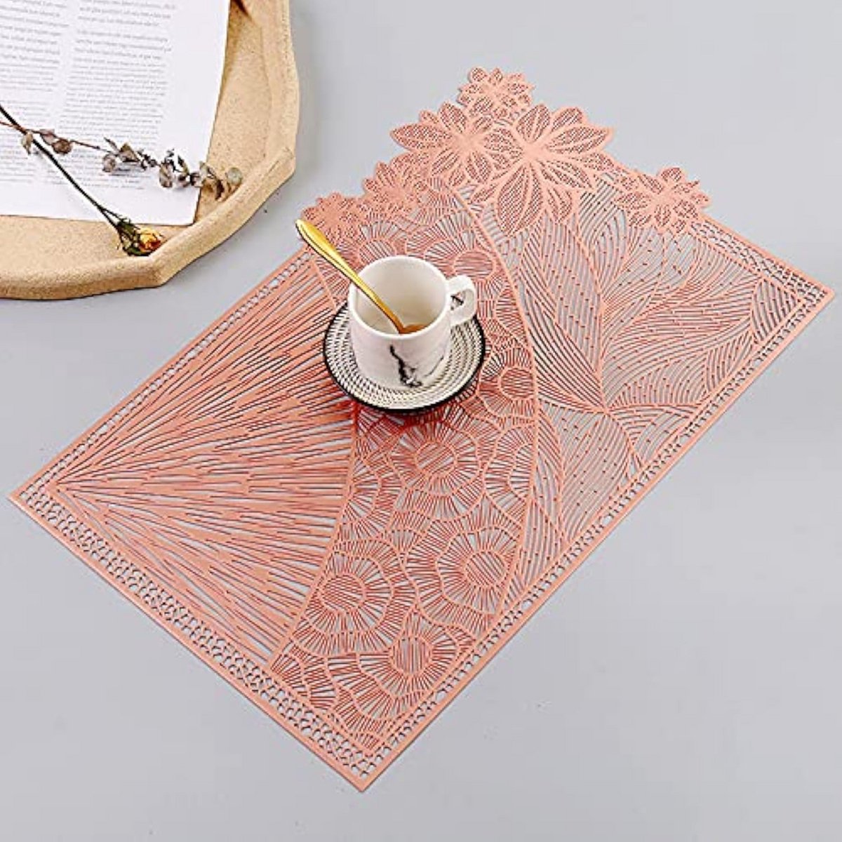 Decoratieve Rechthoekige PVC Placemats - Hittebestendig en Antislip - 4 Pack