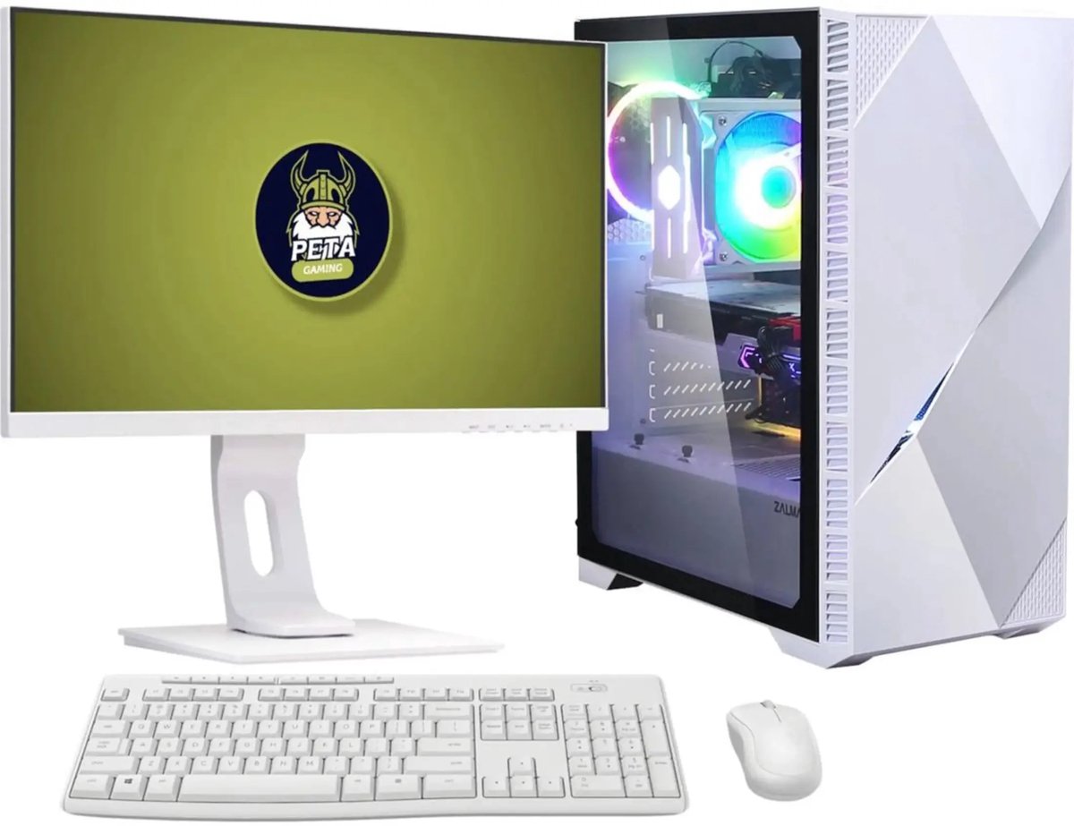 peta Gaming Set Iceberg - AMD Ryzen 7 5700G - 64GB - 4.0TB SSD - Nvidia GeForce RTX3050 8GB - WiFi - Windows 11 Pro (GamePC + 24" FullHD monitor + toetsenbord + muis)