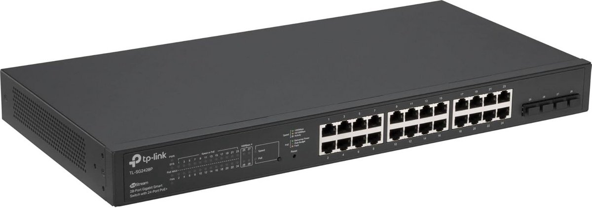 28-Poorts Gigabit Smart Switch met PoE ondersteuning