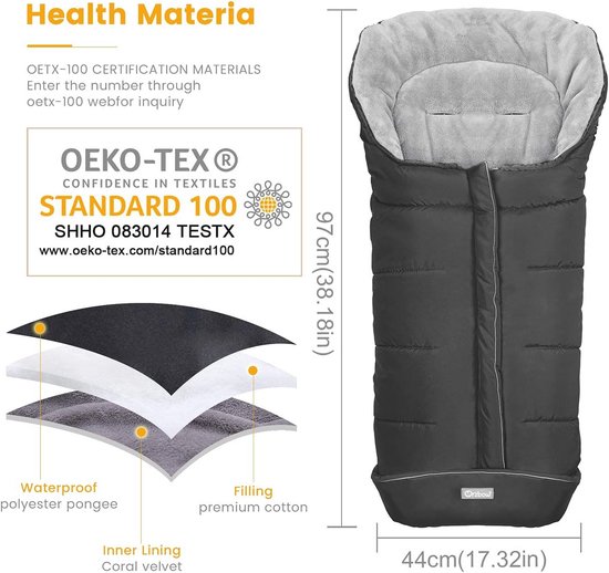 Warme Wintervoetenzak voor Kinderwagen - Dikke Waterdichte Thermofleece Voetenzak voor Buggy en Wandelwagen — afbeelding 5