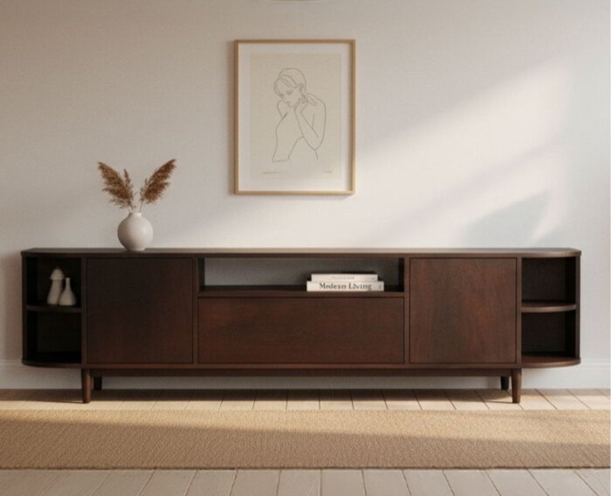 Tv meubel Milla mangohout 210x44x55cm - Bruin - Japandi