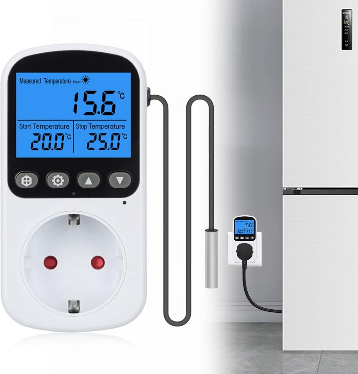 Digitale Temperatuurregelaar met Socket en Timer voor Terrarium, Koeling en Verwarming