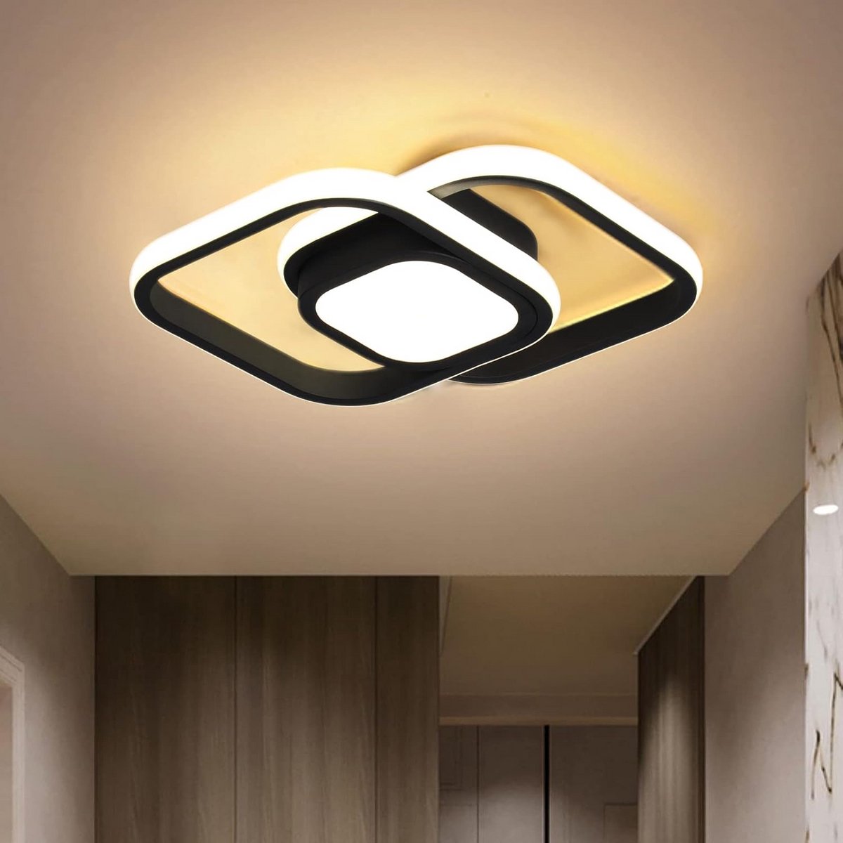 Zwarte Vierkante LED Plafondlamp 24W Neutraal Wit 2000LM Dimbaar