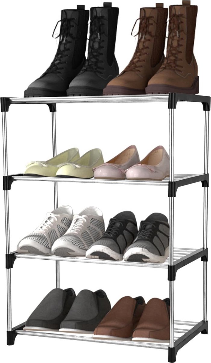 Stapelbaar Schoenenrek 4 Niveaus - Ruimtebesparende Schoenen Organizer voor 8 Paar