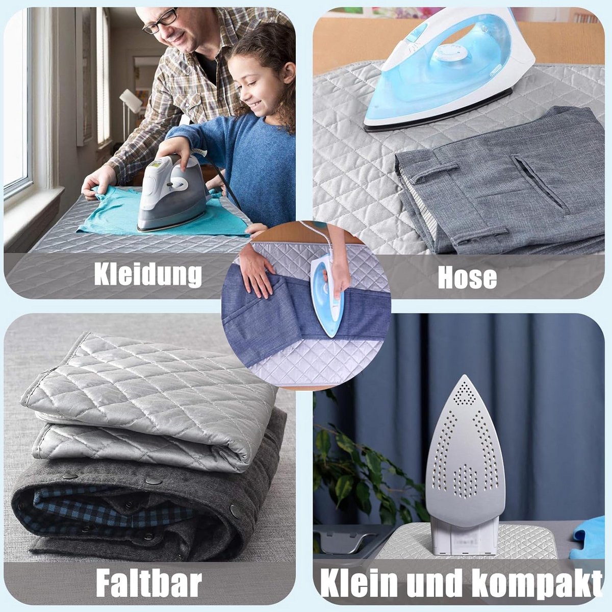 Draagbaar Strijkonderlegger Tafel en Droger - Opvouwbaar Met Zilveren Coating - 48x85 cm