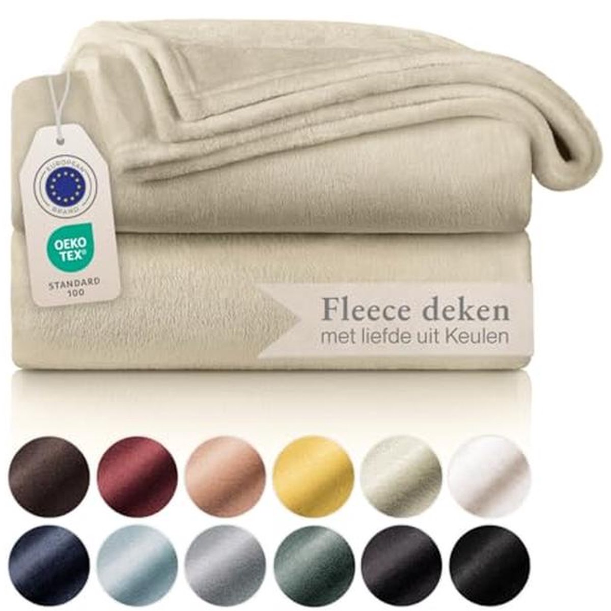 Zachte Fleece Deken - Microfiber Deken voor Bank, Bedspread of Woonkamer 270 x 230 cm Beige