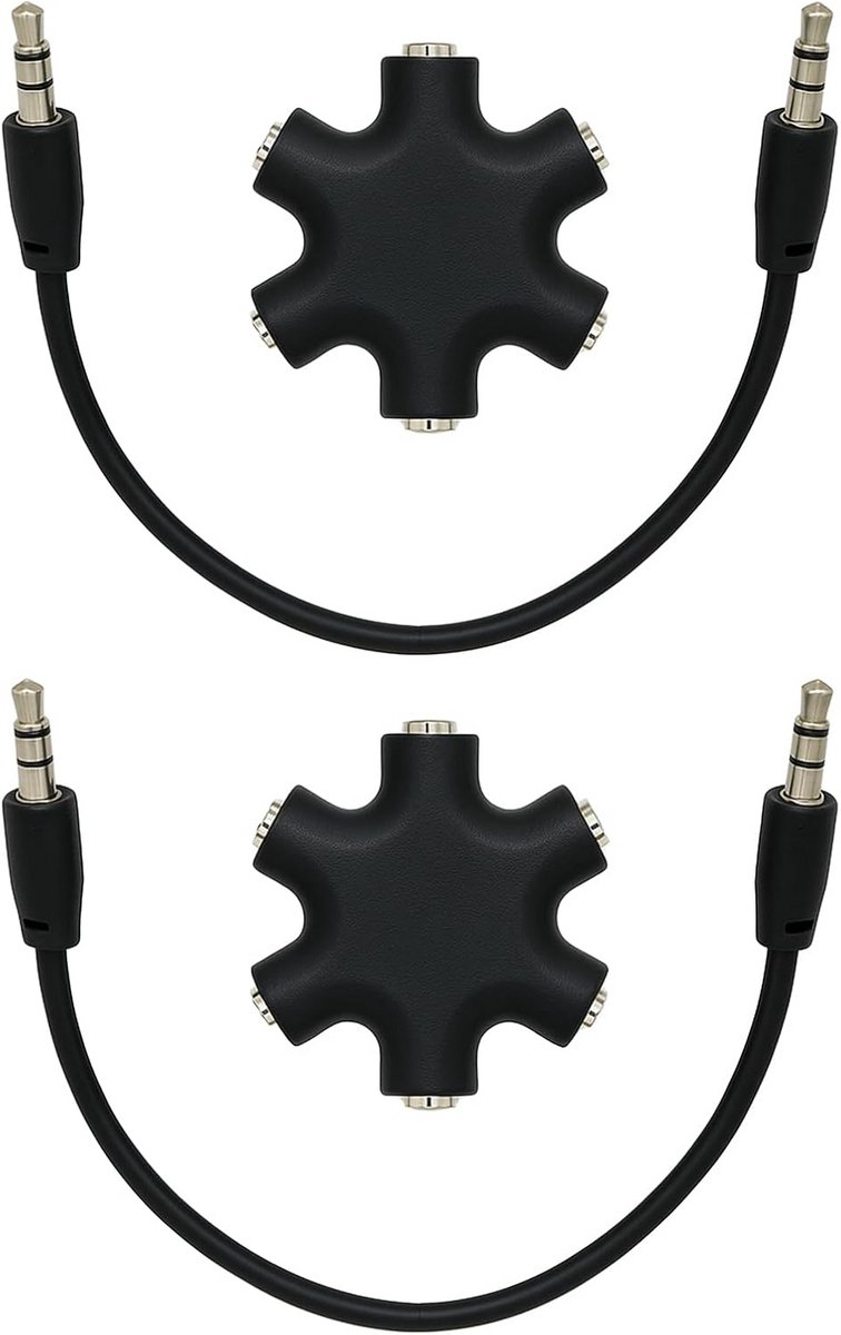 Set van 2: 5-weg Audio Splitter voor Hoofdtelefoons - Gedeeld Luisteren
