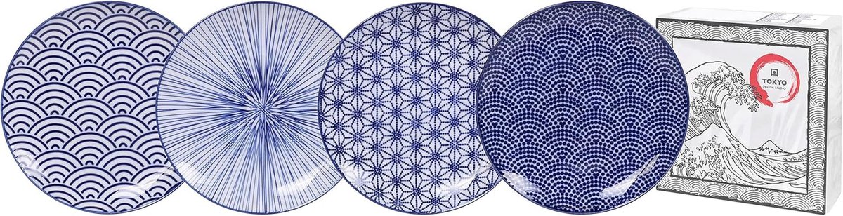 Nippon Blue Handgemaakt Porselein Bord 16 cm - Blauw op Wit
