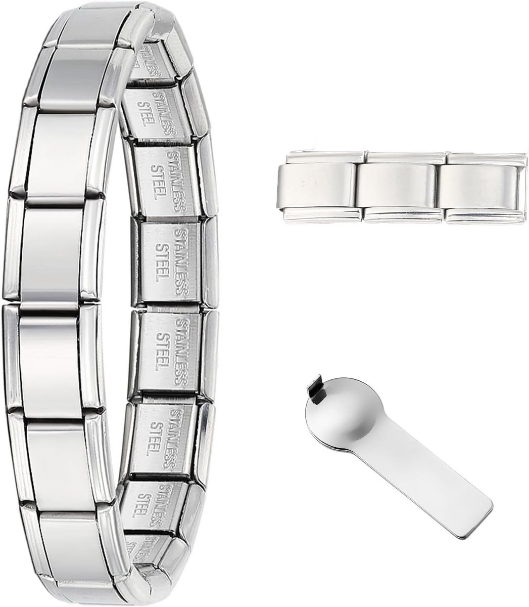 Italiaanse bedelarmband starterset voor dames en heren - Verstelbare roestvrijstalen schakels in meerdere kleuren