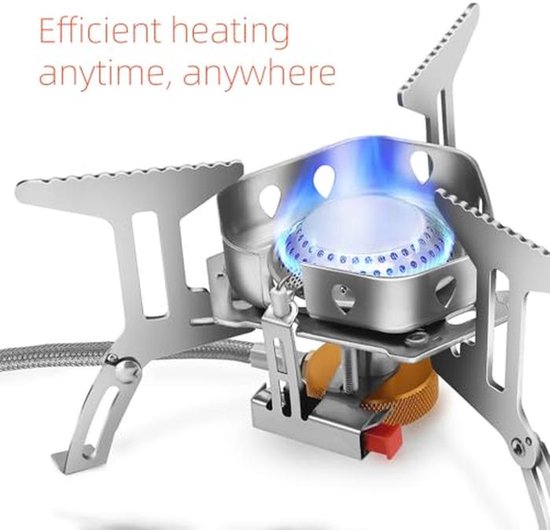 Campingkooktoestel 3500 W - Draagbaar Gasfornuis met Winddichte Afdekking en Adapter — afbeelding 2
