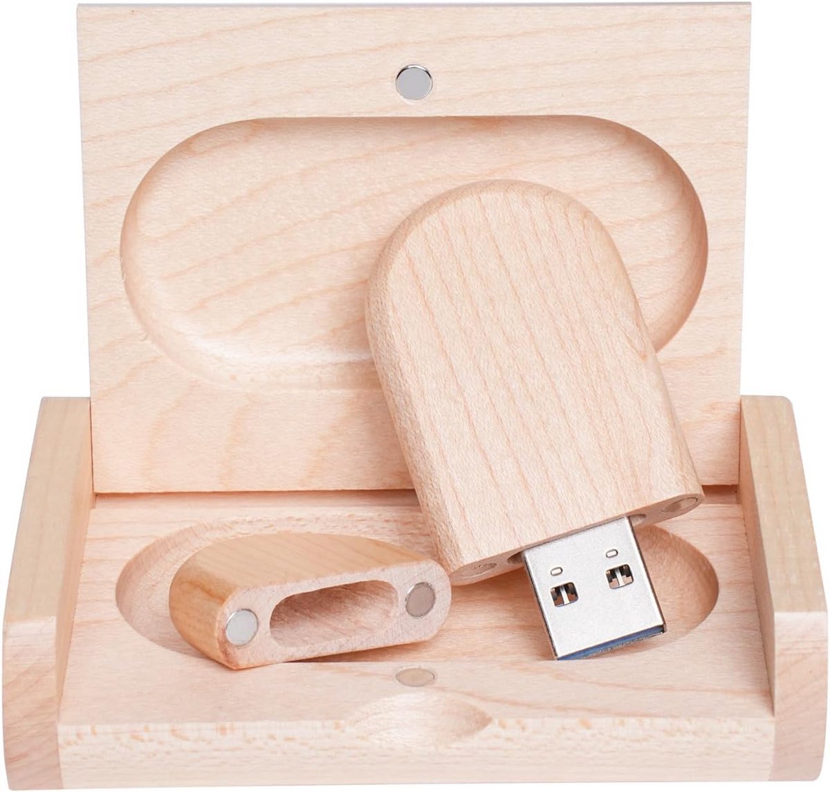 USB Stick Hout met Esdoorn Houten Doos - Verschillende Capaciteiten USB 2.0 & 3.0
