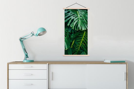 Affiche scolaire - Feuilles botaniques vert foncé dans un jardin - 60x120 cm - Lattes vierges