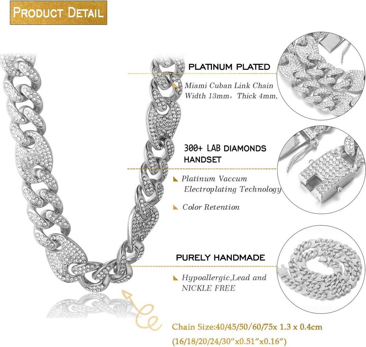 Gouden Iced Out Ketting voor Heren - 18k Echt Verguld Choker en Armband