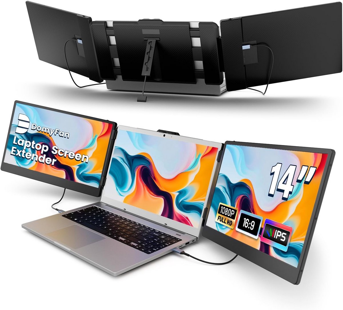 Schermverlenger 14 inch FHD 1080P IPS voor laptops - Draagbare Monitor met HDMI, USB-A en Type-C - Compatibel met Windows, Mac, Android, Chrome, Switch en PS5