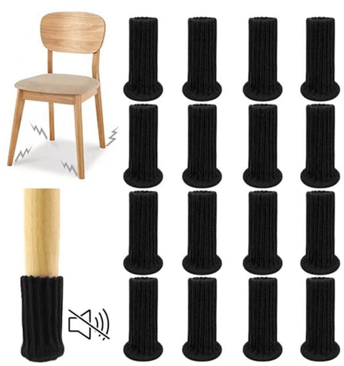 Stoelpootsokken 16 Stuks - Vloerbescherming en Antislip Meubelaccessoires