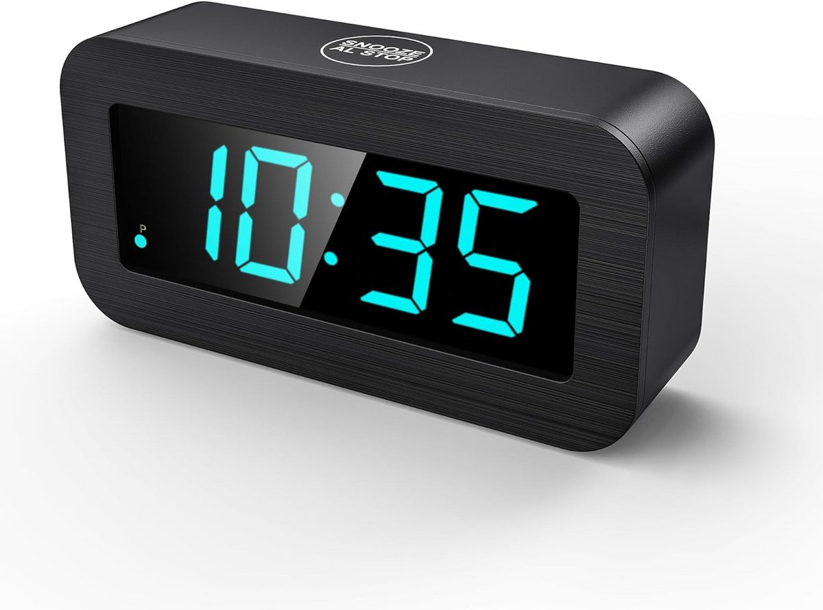 Digitale wekker met hybride LED/LCD - Compacte basis klokk voor thuis en onderweg