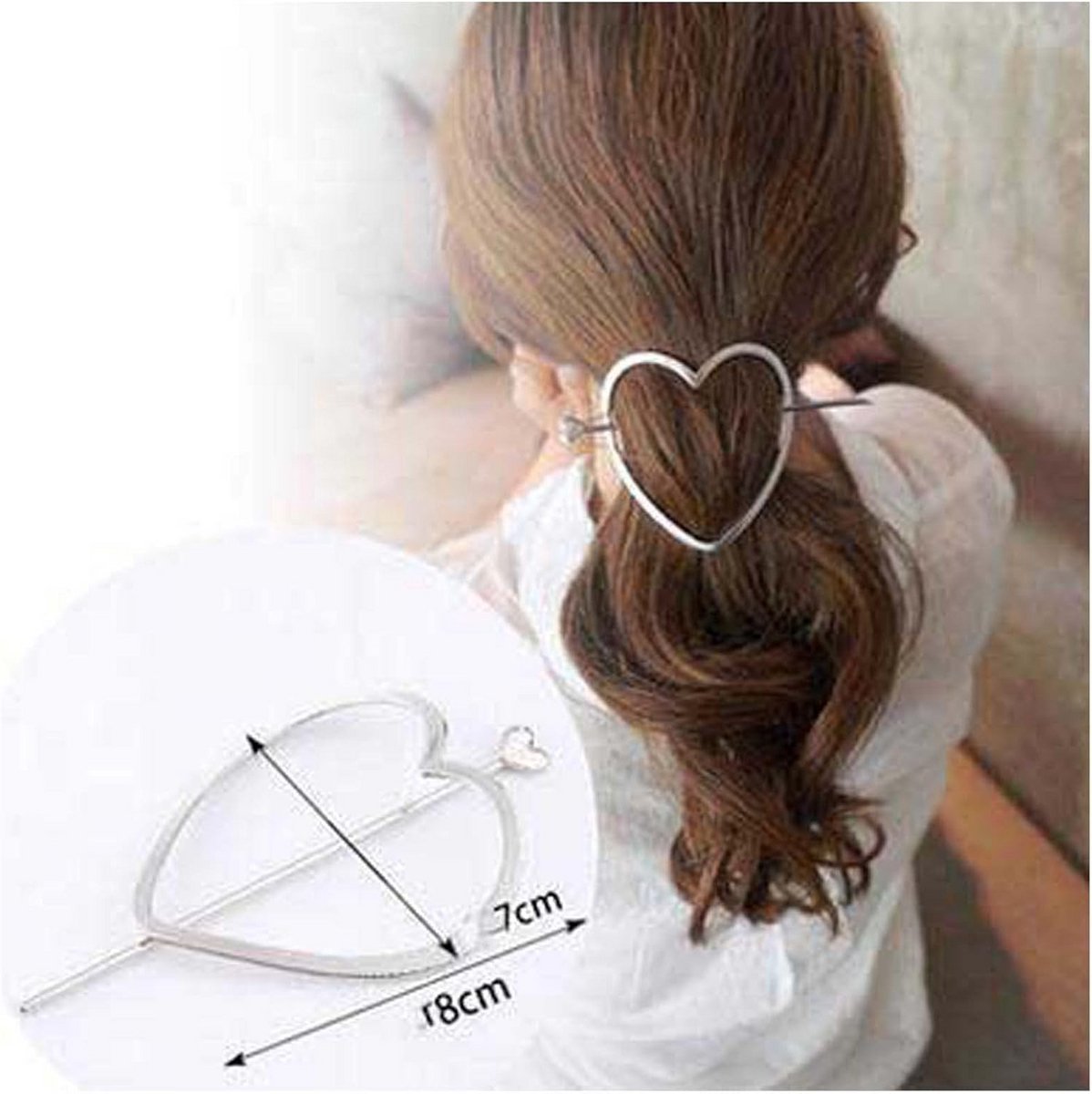 Hol Hart Haarspeld Zilver Vintage Accessoire voor Vrouwen en Meisjes