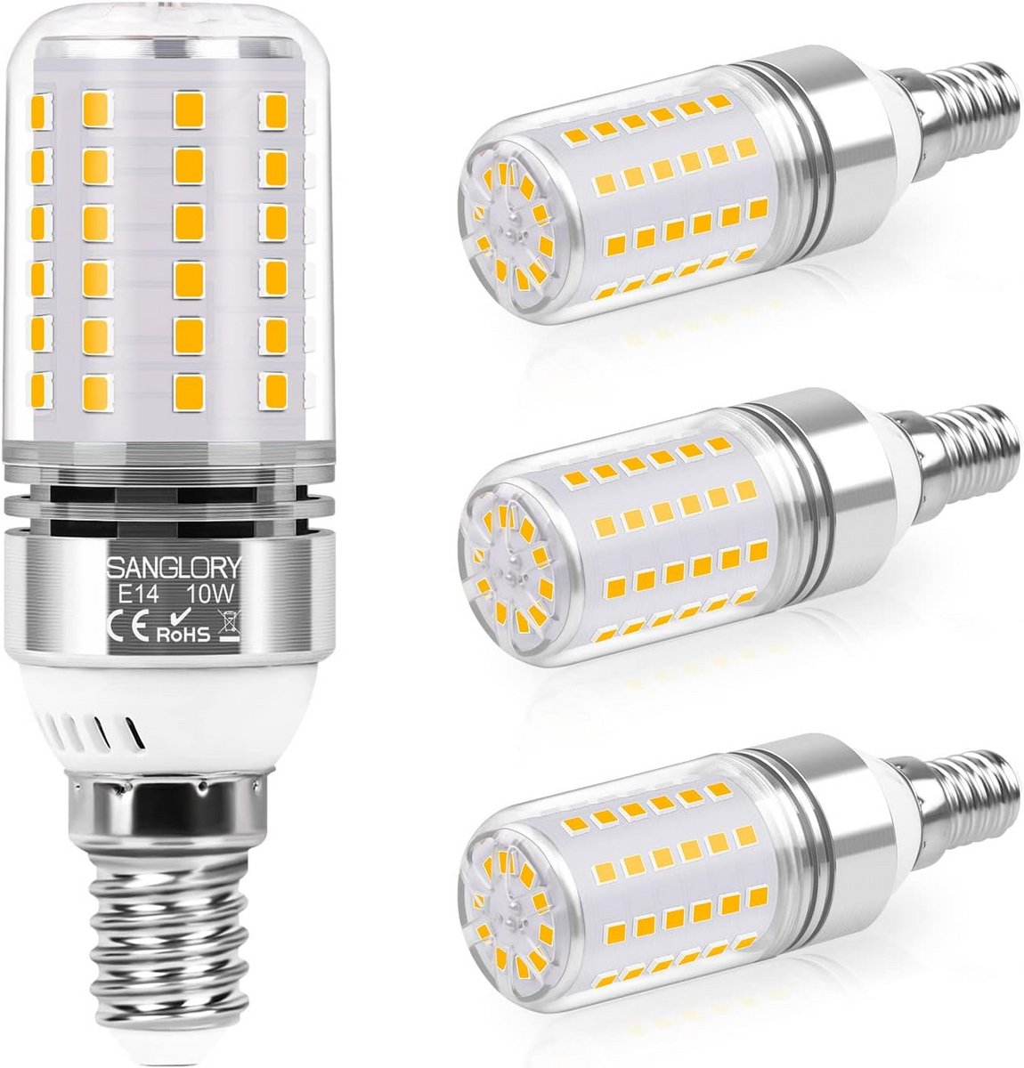 E14 LED-lampen Warm Wit 10W - 1050 Lumen - 4 Stuks - Energiebesparend, Niet Dimbaar