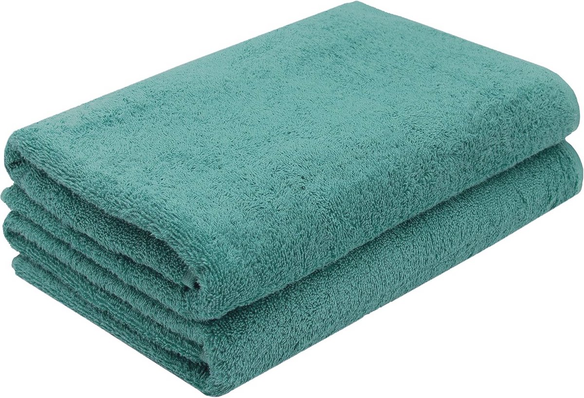 Set van 2 Douchehanddoeken 70 x 140 cm - Katoen - Turquoise