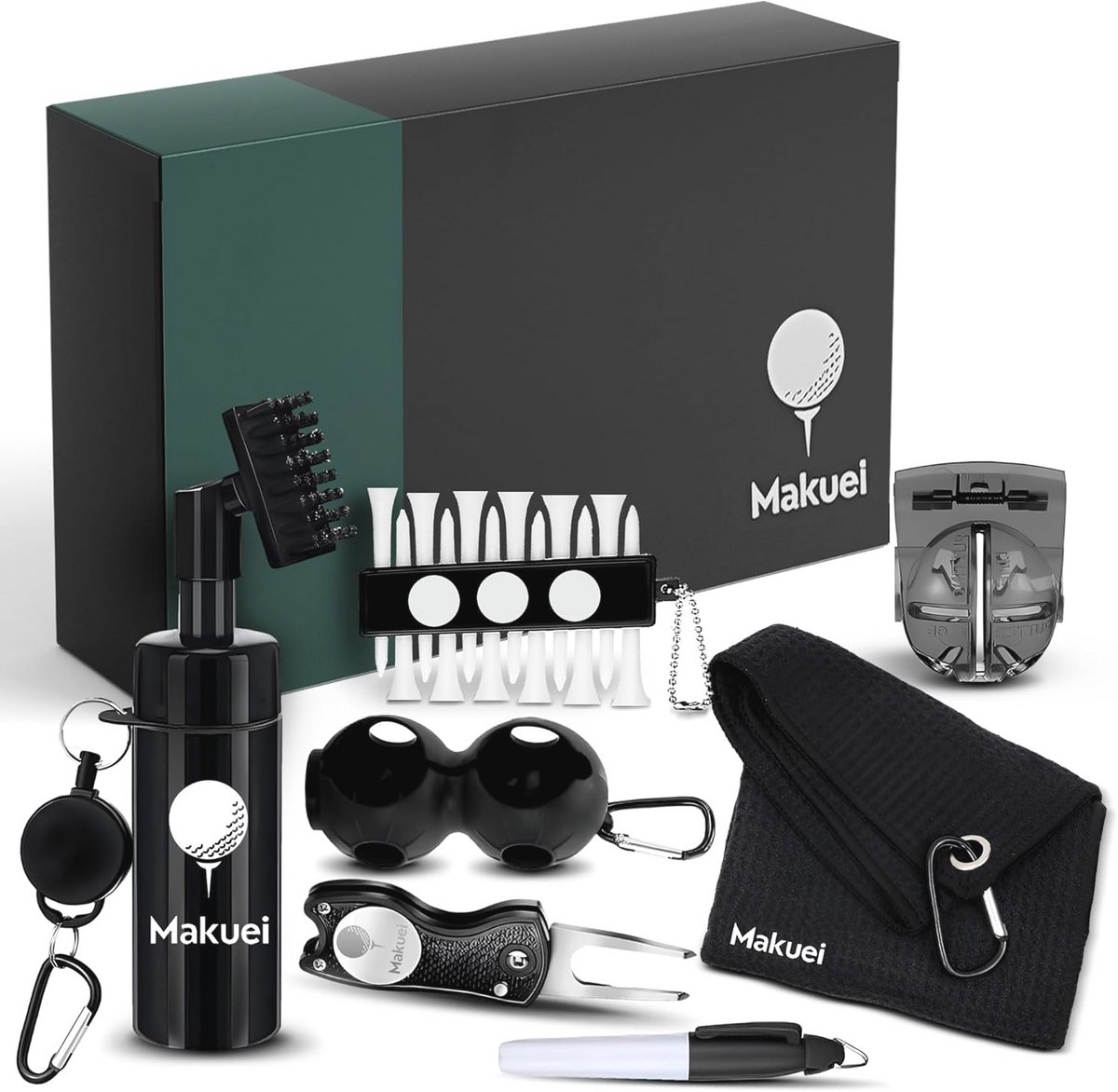 Golfkit met essentiële golfaccessoires en reinigingsborstel voor optimale prestaties