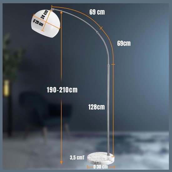 RVV® Booglamp - Woonkamer Booglamp - Eetkamer Booglamp - 190 tot 210 Hoog - 8,9KG — afbeelding 5