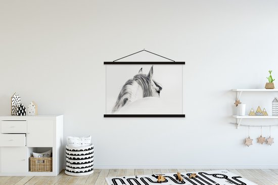 Porte-affiche avec affiche - Affiche scolaire - Cheval - Wit - Animal - 150x100 cm - Lattes noires