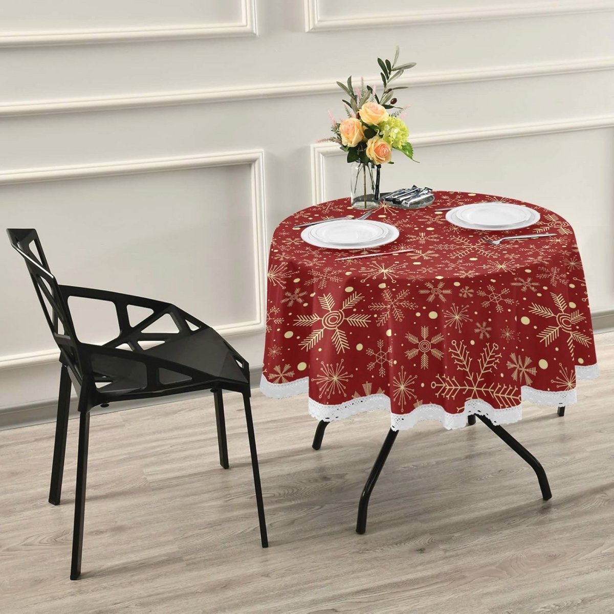 Decoratief Kersttafelkleed met Sneeuwvlokken voor Ronde Tafels