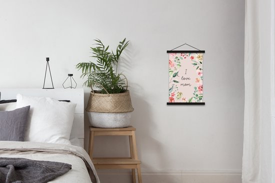 Porte-affiche avec affiche - Affiche scolaire - Proverbes - Maman - J'aime maman - Citations - 40x60 cm - Lattes noires