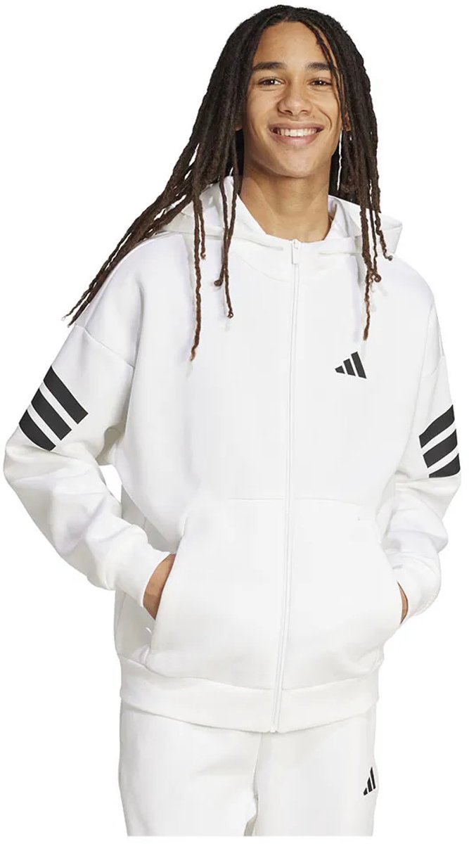 Adidas Future Icons 3 Stripes Sweatshirt Met Rits 2XL Man Wit