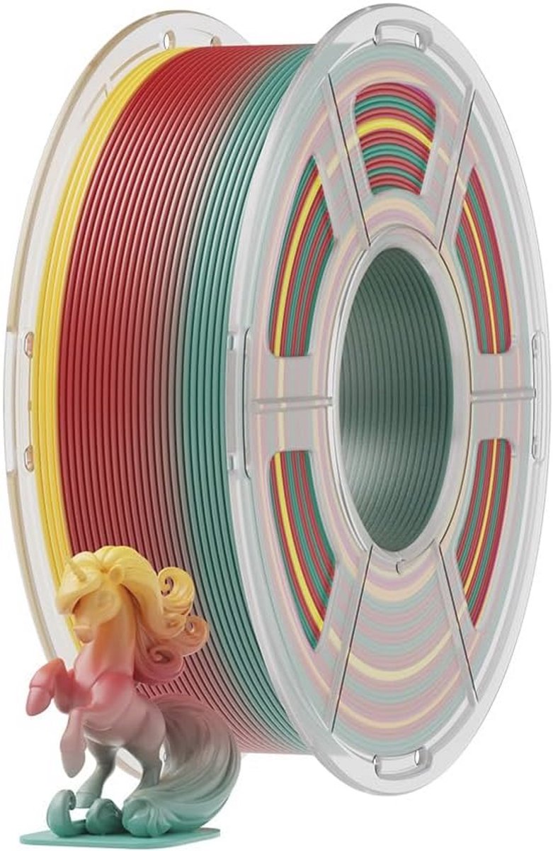 PLA 3D-printerfilament 1,75 mm - Regenboogkleur - 1 kg Spoel - Ideaal voor Creatieve 3D-Printprojecten