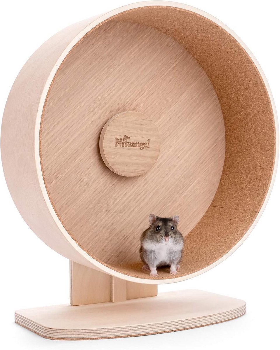 Houten Hamster Loopwiel - Stille Oefening voor Hamsters, Gerbils en Kleine Huisdieren (M)