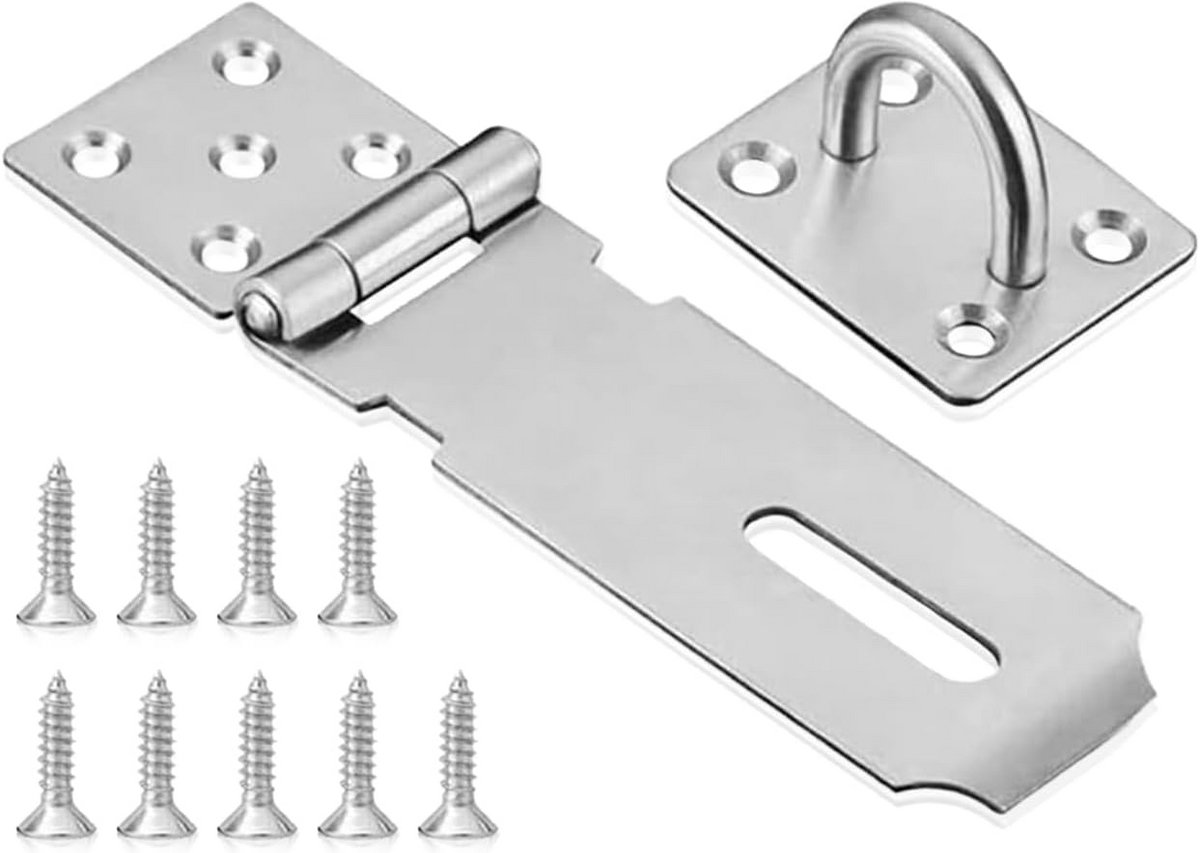 Robuust 10 CM Roestvrijstalen Beveiligingsslot voor Kast of Poort - Inclusief Montage.