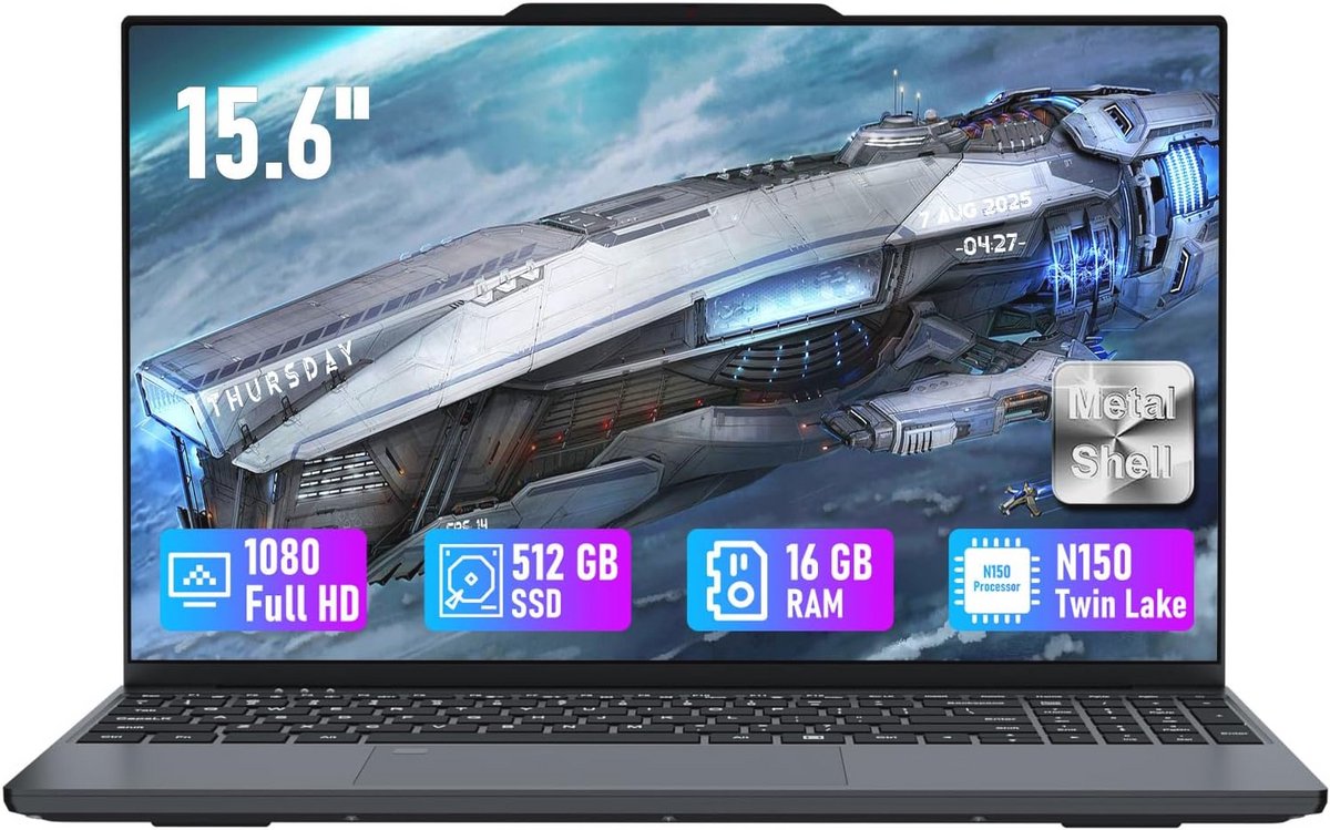 15,6 inch laptop met 16 GB RAM, 512 GB SSD en quad-core processor tot 3,6 GHz