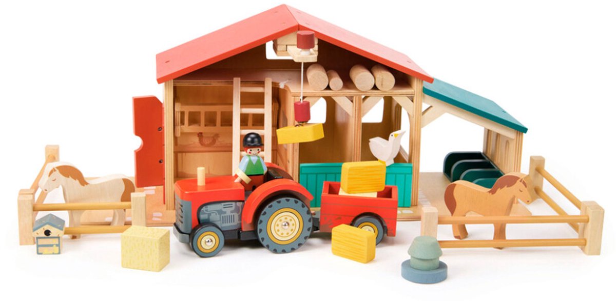 Tender Leaf - Houten tractor met accessoires