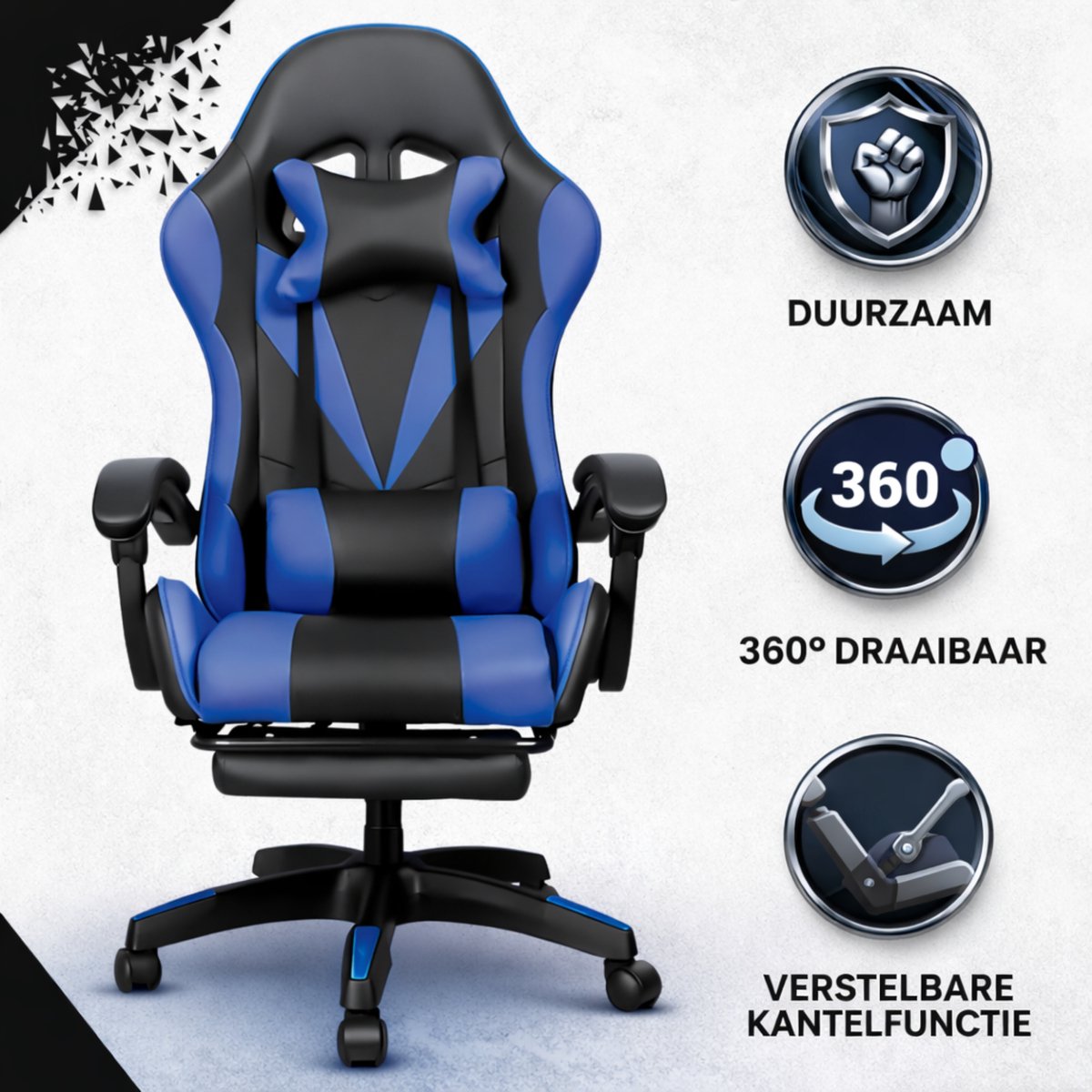 Bayt Gamestoel Ergonomisch Zwart en Donkerblauw - afbeelding 3