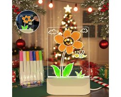 LED-berich tenbord - 2 stuks tekenborden - Tekenbord kinderen - LED-verlicht tekenbord - Uitwisbaar berichtenbord - Inclusief 7 stiften - Tekenbord voor kinderkamer, kantoor, school - Wit