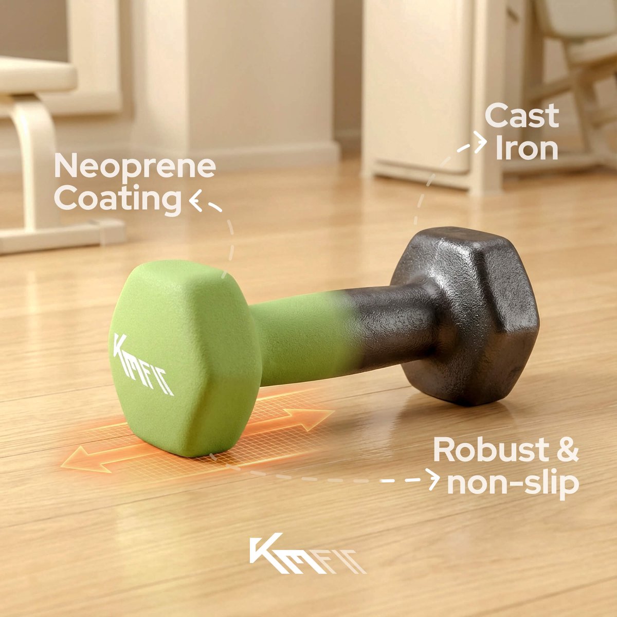 KM-Fit halterset 12 kg | Neopreen dumbbells 1–3 kg met standaard | Home Gym – foto 7