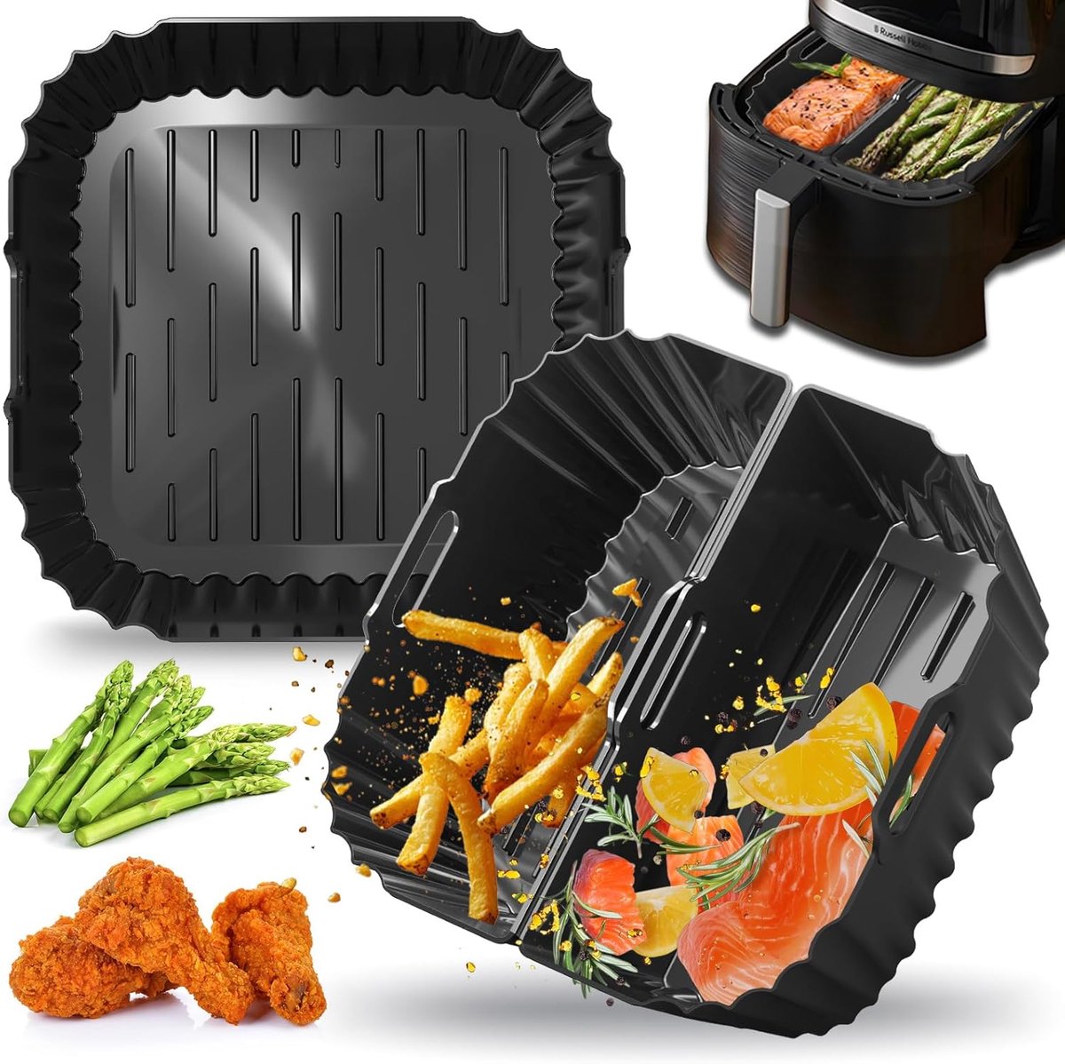 Set van 3 Herbruikbare Siliconen Vormen voor Grote Airfryer (8L+)
