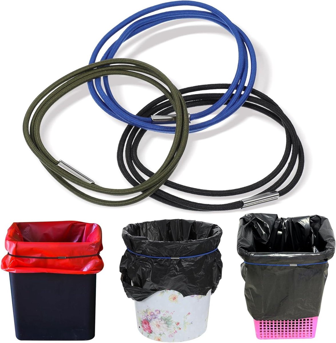 3 stuks elastische vuilnisemmerbanden voor 13-30 gallon containers thuis en op kantoor