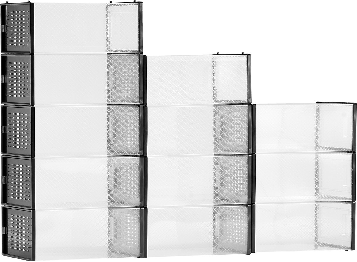 VEVOR 12xSchoenenopbergdozen Schoenendoos voor Amerikaanse Maat 11 Zwart Frame