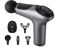 Spiermassagepistool, spiermassagepistool, 3200 tpm geluidsarm massagepistool, impactmassager, uitgerust met 6 snelheidsregeling, 4 massagekoppen, voor het verlichten van spierpijn